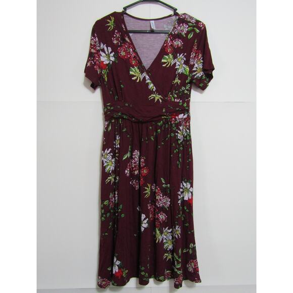 Lilbetter Burgundy Knit Mini Dress Women's sz L Boho Cottagecore Peasant Fairy - Picture 1 of 5